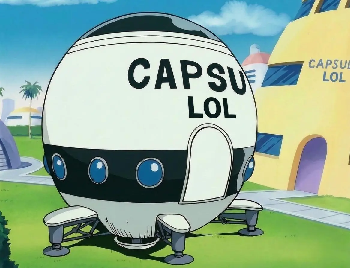 A retro-futurist Capsule habitat standing in a bright experimental research campus